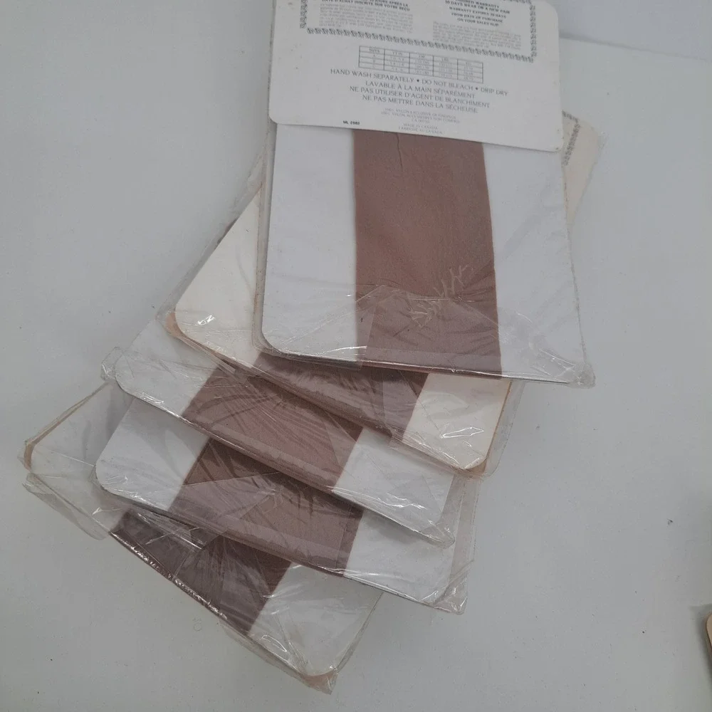 VTG Lot 5 Perspective Non Run Sheer Pantyhose 15 Denier Beige Size B Retro NIP